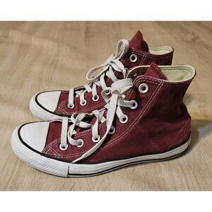 Converse All Stars Mens Size 6 Womens 8 Bergundy High Top Sneakers